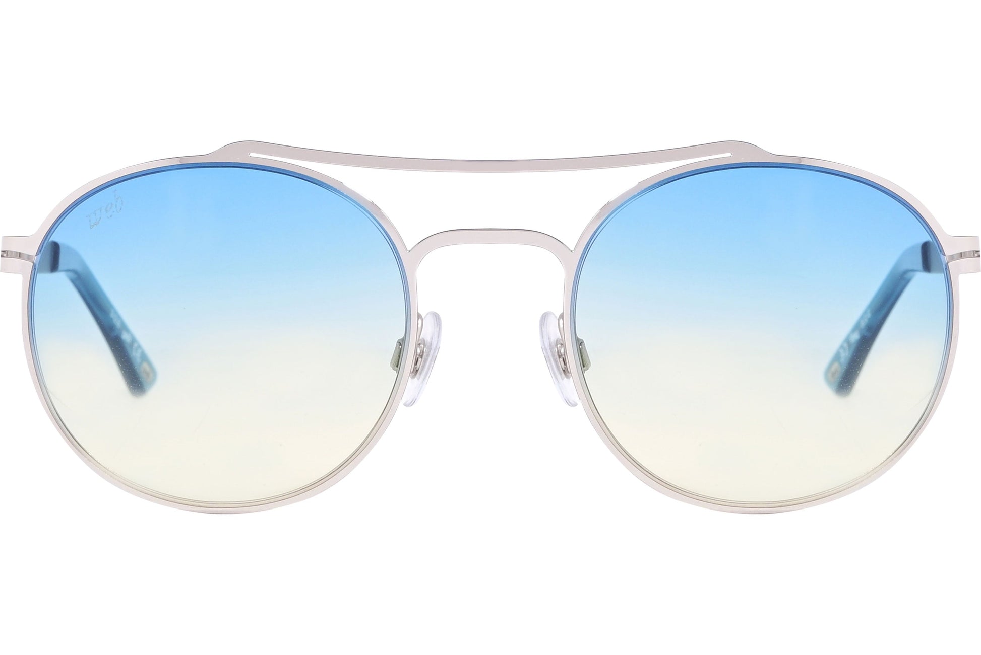 Web Blue Color Aviator Sunglasses Viewed From Front Angle.