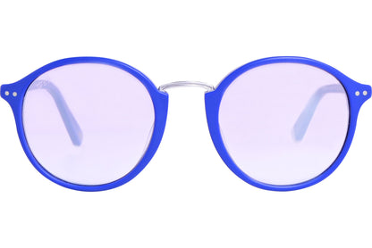 Web Blue Color Round Sunglasses Viewed From Front Angle.