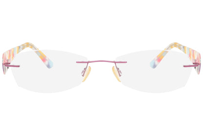 xenith rimless multicolored eyeglasses frame viewed from front view.