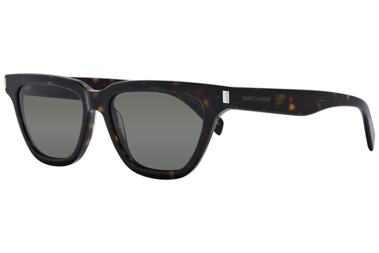 Yves Saint Laurent Black Color Rectangle Sunglasses Viewed From A 45-Degree Angle.