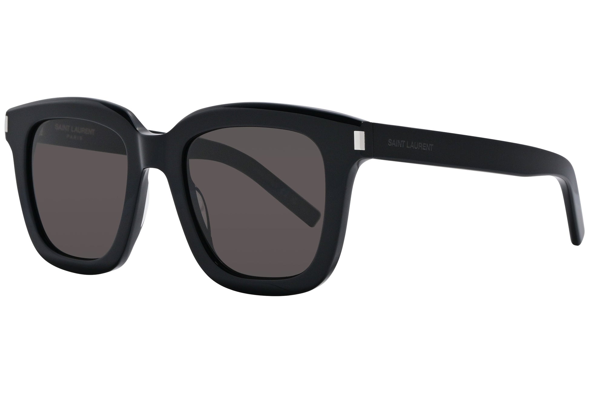 Yves Saint Laurent Black Color Square Sunglasses Viewed From A 45-Degree Angle.