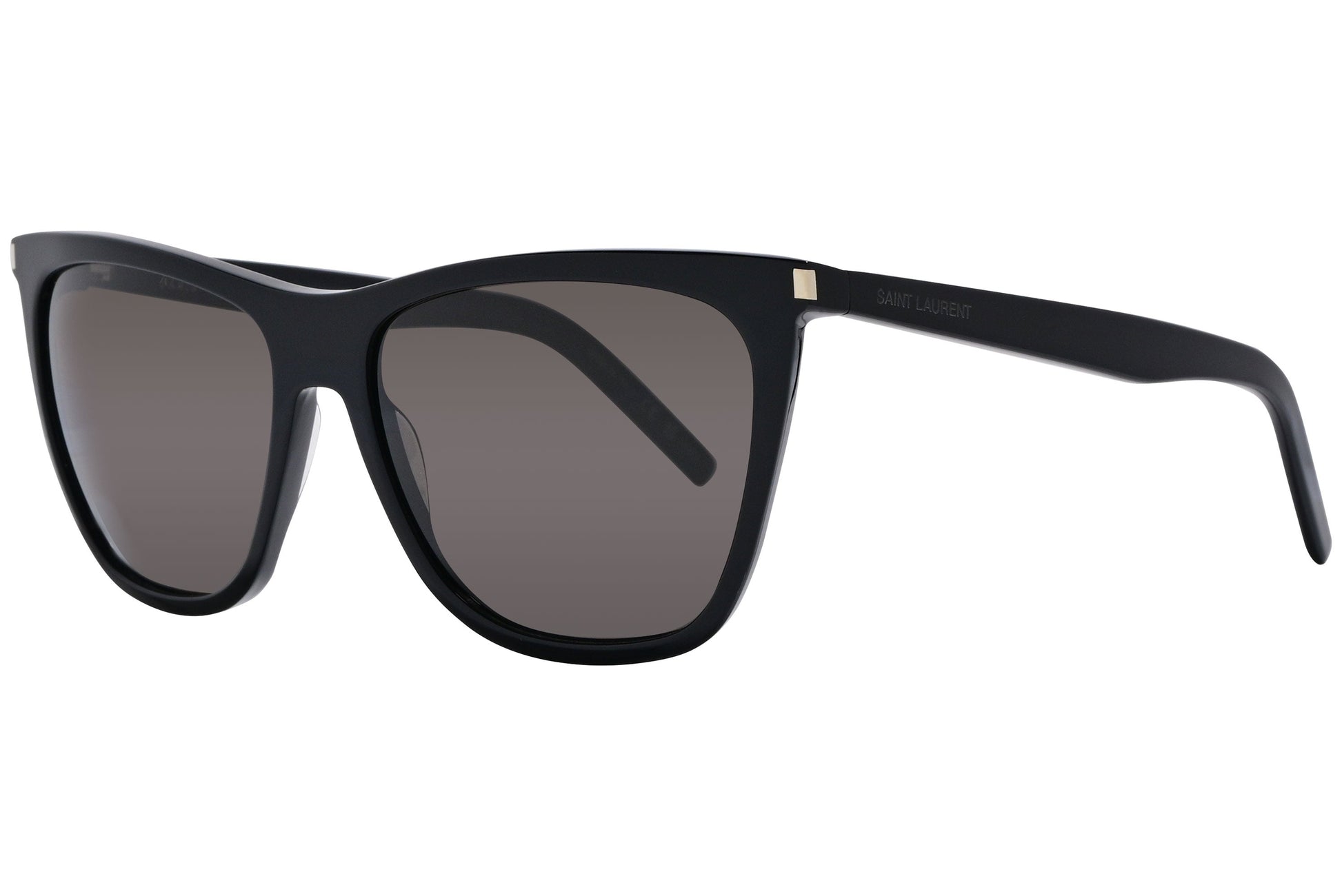 Yves Saint Laurent Black Color Square Sunglasses Viewed From A 45-Degree Angle.