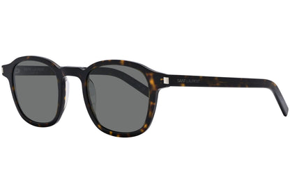 Yves Saint Laurent Tortoise Color Square Sunglasses Viewed From A 45-Degree Angle.