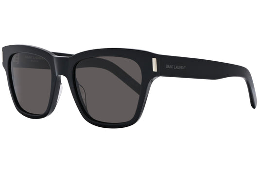 Yves Saint Laurent Black Color Square Sunglasses Viewed From A 45-Degree Angle.