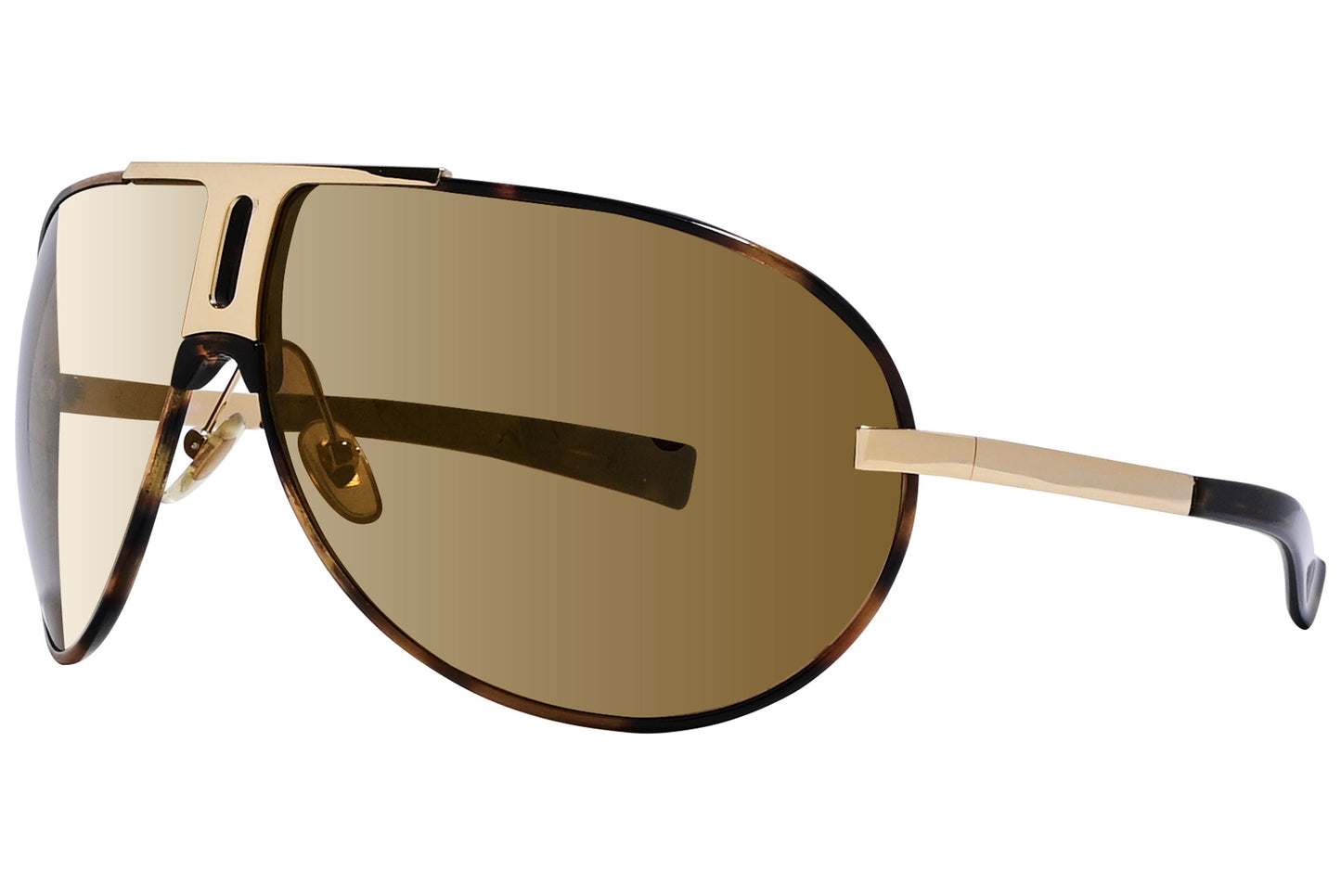 Yves Saint Laurent Gold, Tortoise Color Aviator Sunglasses Viewed From A 45-Degree Angle.