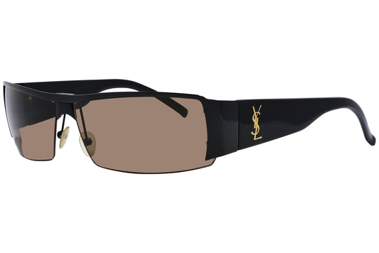 Yves Saint Laurent Black Color Sports Sunglasses Viewed From A 45-Degree Angle.