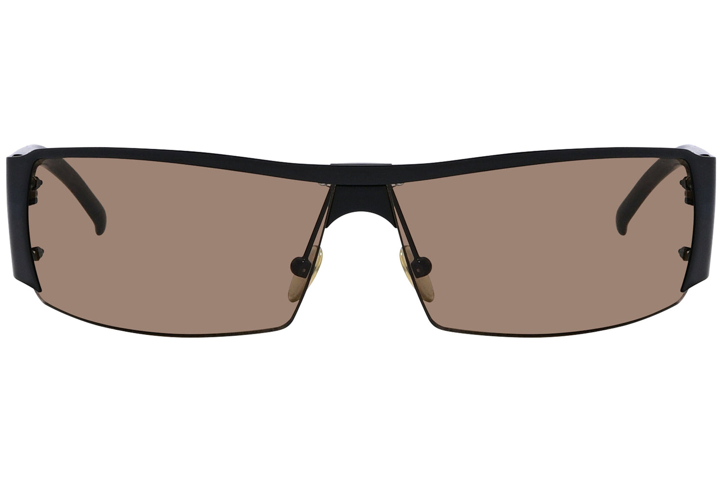 Yves Saint Laurent Black Color Sports Sunglasses Viewed From Front Angle.