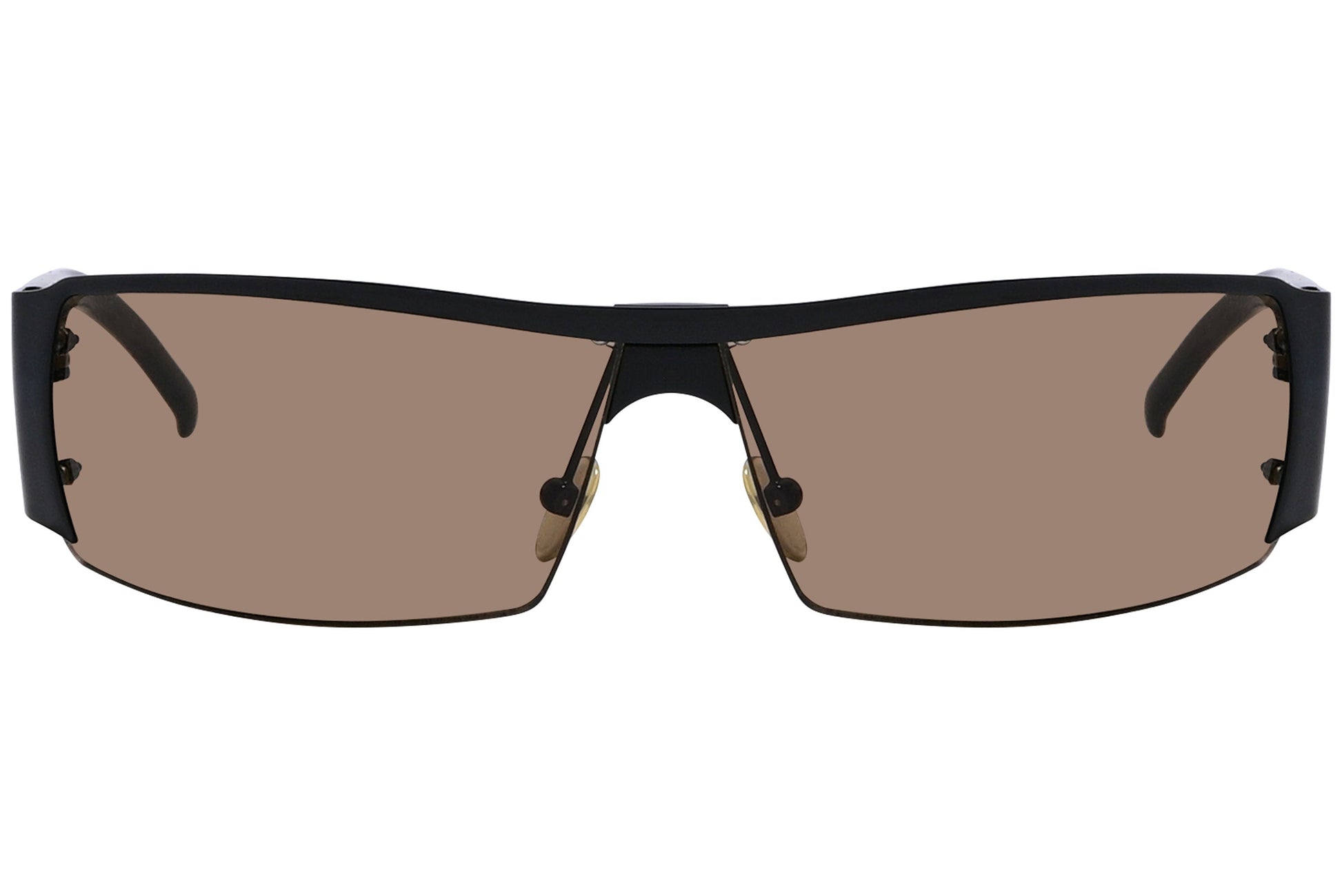 Yves Saint Laurent Black Color Sports Sunglasses Viewed From Front Angle.