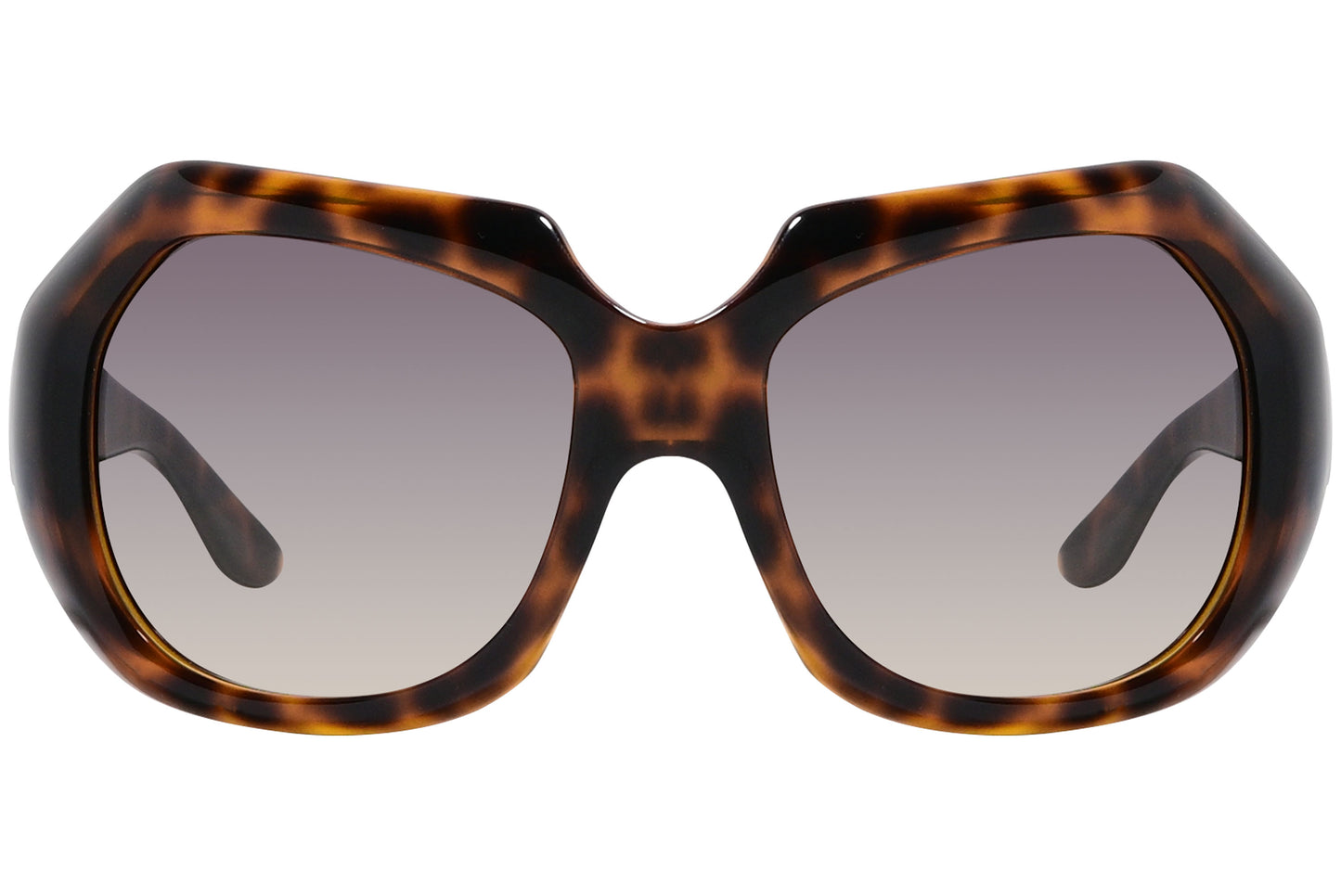 Yves Saint Laurent Tortoise Color Geometric Sunglasses Viewed From Front Angle.