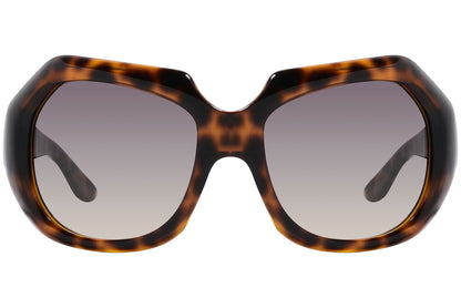 Yves Saint Laurent Tortoise Color Geometric Sunglasses Viewed From Front Angle.