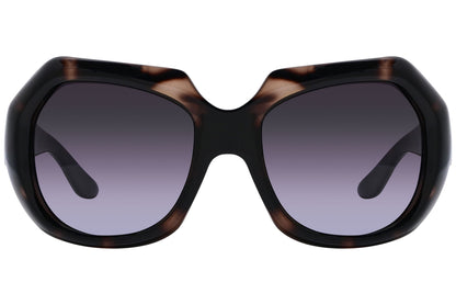 Yves Saint Laurent Tortoise Color Geometric Sunglasses Viewed From Front Angle.