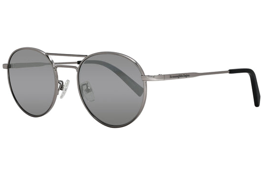 Ermenegildo Zegna Round Silver Sunglasses Model: EZ0089-D-14C Side View