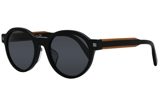 Ermenegildo Zegna Round Black Sunglasses Model: EZ0100-F-01A Side View