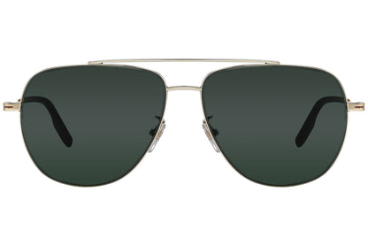 A pair of Ermenegildo Zegna aviator sunglasses with gold frame and dark green lenses.